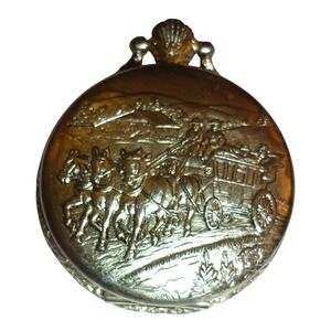 Collezione‎ Quartz Pocket Watch Gold Tone Engraved Case Men's Style